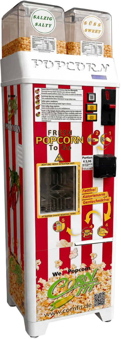 Freigestellter Popcorn Automat in voller Größe